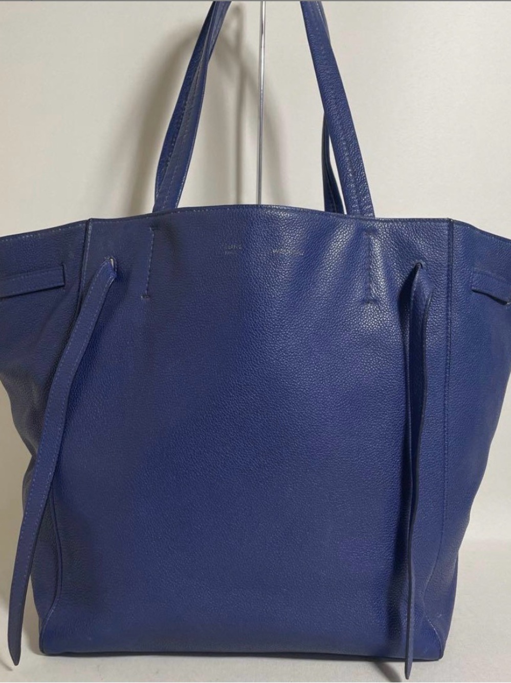 Celine Cabas Phantom Tote Leather Handbag Bag Electric Blue Pebbled Calfskin